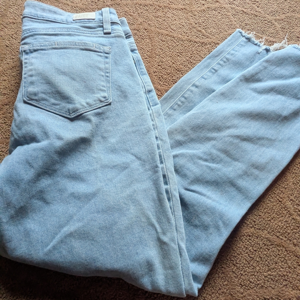 PAIGE Light Wash VERDUGO Ankle Jeans 28 SPRING STRETCH RAW HEM  $180 NO FLAWS